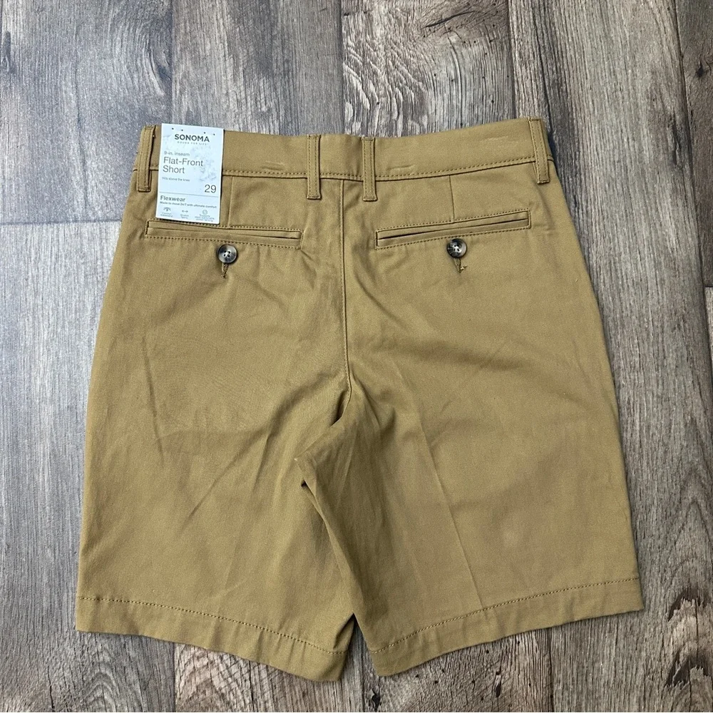 Sonoma Flexwear Cotton Flat Front Shorts Size 29 Willow Oak Brown